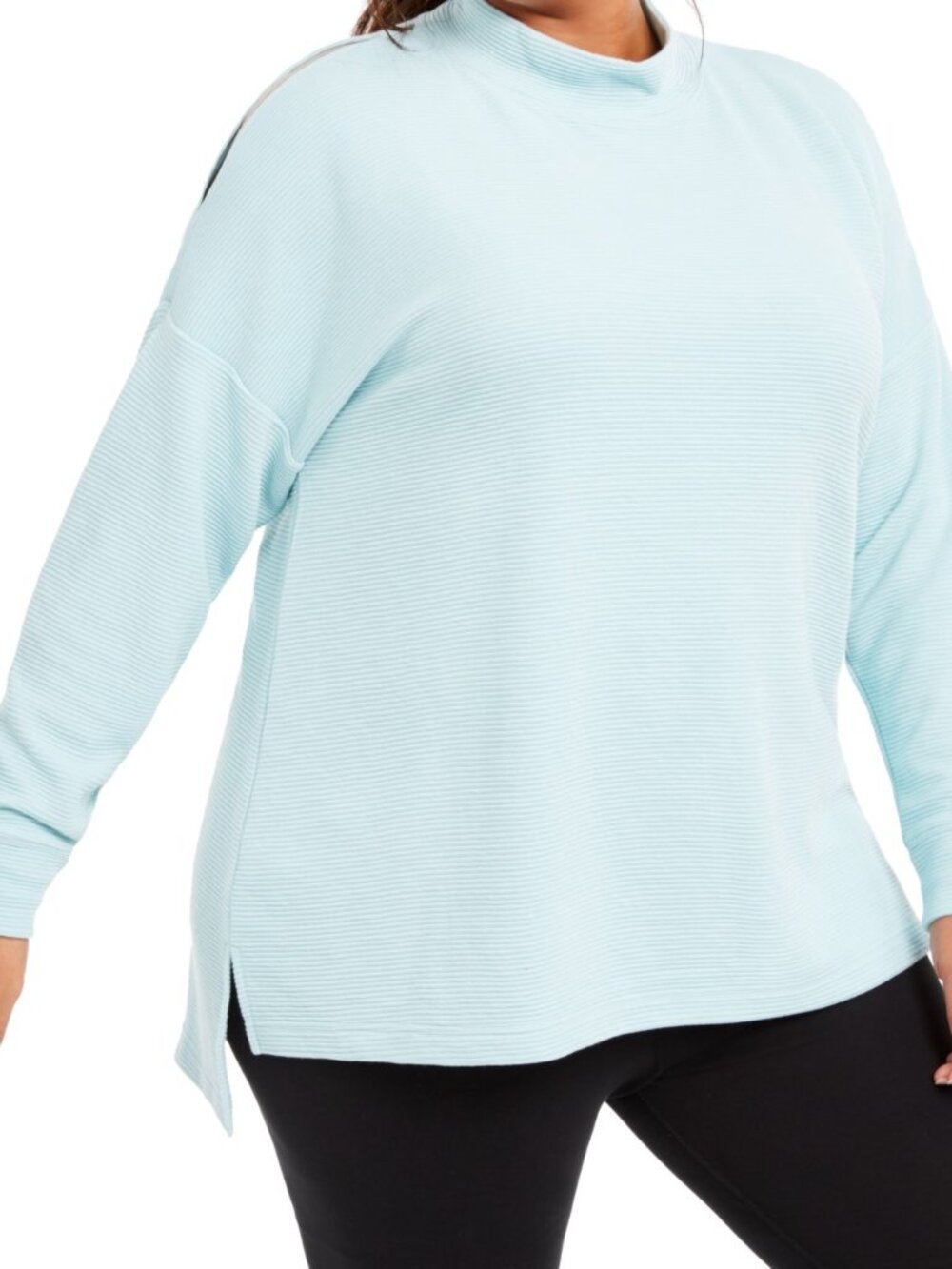 Ideology Womens Activewear Plus Size Split Shoulder Mock Neck Top